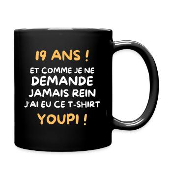 Funny Draw Boy Teen 19 Years Funny Birthday 19 - Mug uni - noir - Droite