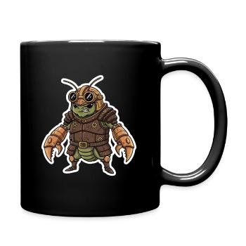 Steampunk-Krieger, gepanzerte Gottesanbeterin - Tasse einfarbig - Schwarz - Rechts