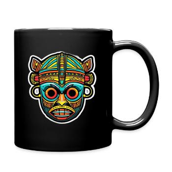 Masque tribal coloré - Mug uni - noir - Droite