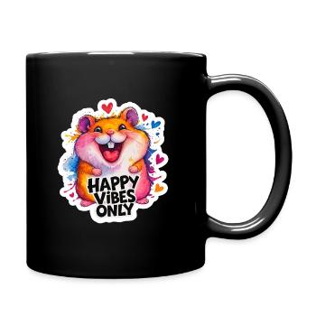 Hamster Happy Vibes Bunt - Tasse einfarbig - Schwarz - Rechts