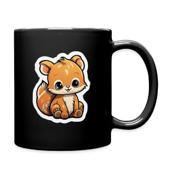 Cartoon-Eichhörnchen - Tasse einfarbig - Schwarz - Rechts