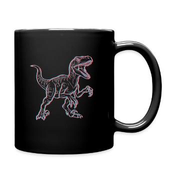 Neon Dinosaur 3D Skeleton - Full Colour Mug - black - Right