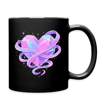 Pastel Crystal Heart with Bows - Full Colour Mug - black - Right