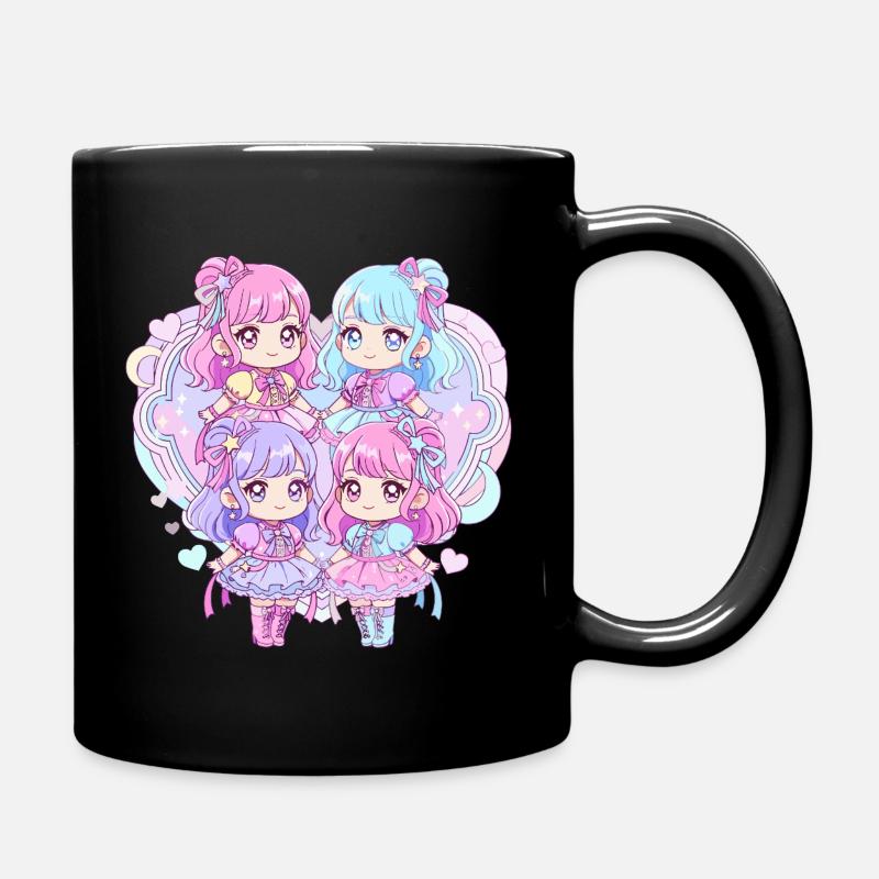 Pastell Kawaii Quartett - Tasse einfarbig - Schwarz