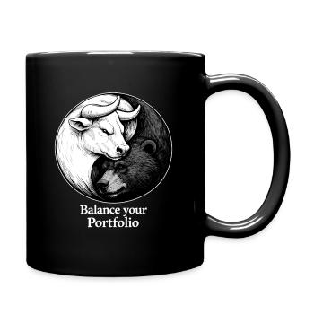 Yin Yang Stock Exchange: Bull & Bear Balance your Portfolio - Full Colour Mug - black - Right