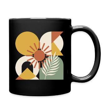 Boho Abstract Geometric Botanical Sunburst - Full Colour Mug - black - Right
