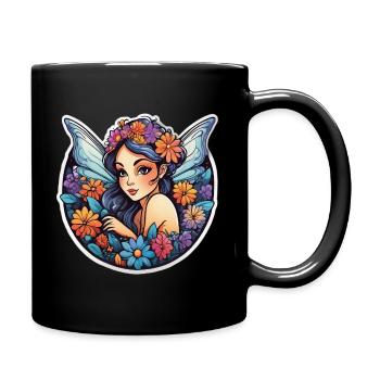 Winged Floral Fairyland - Full Colour Mug - black - Right
