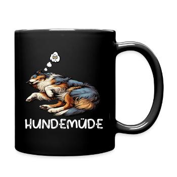 Hundemüde Australian Shepherd Aussie Aussiehalter - Tasse einfarbig - Schwarz - Rechts