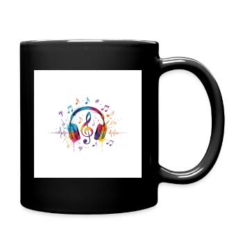 Bunte Kopfhörer Musikdesign - Tasse einfarbig - Schwarz - Rechts