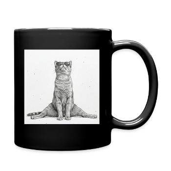 Coole Katze Yoga Spagat - Tasse einfarbig - Schwarz - Rechts