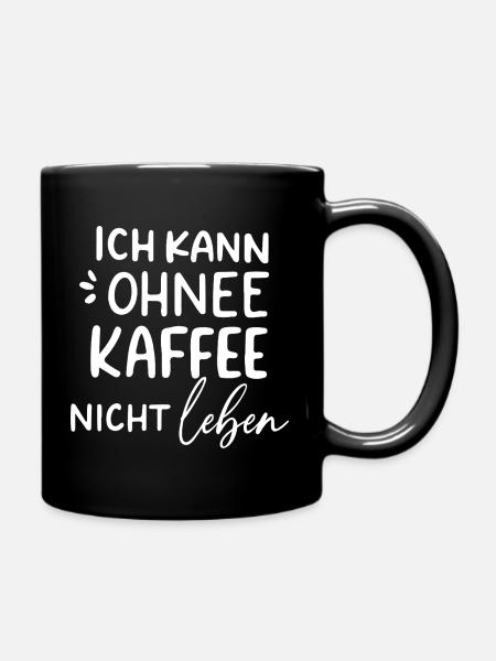 Kaffeeabhängige Lebensfreude - Tasse einfarbig - Schwarz