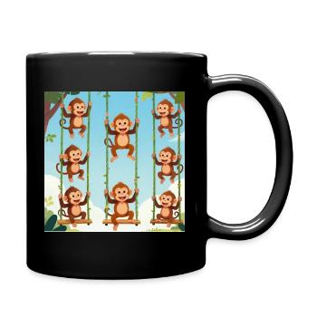 Schaukelnde Affen im Dschungel - Tasse einfarbig - Schwarz - Rechts