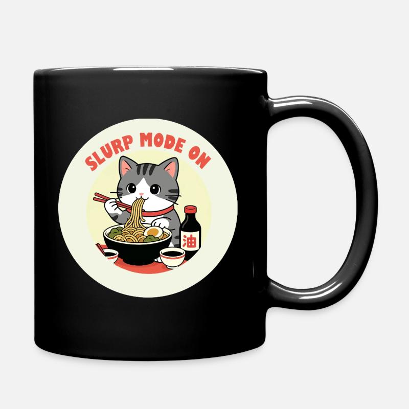 Chaton mangeant Ramen Mode Slurp - Mug uni - noir