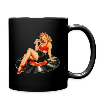 Pin-Up vintage sur vinyle : vinyle rétro - Mug uni - noir - Droite