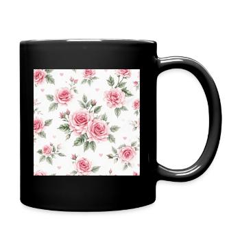 Motif Roses et Cœurs - Mug uni - noir - Droite