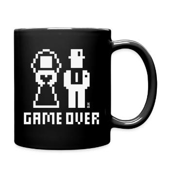 Game Over (Mariage Enterrement de vie de garçon : couple marié Pixel / En gras W) - Mug uni - noir - Droite