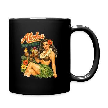 Pin-Up Aloha State of Mind – Retro Tiki Style - Full Colour Mug - black - Right