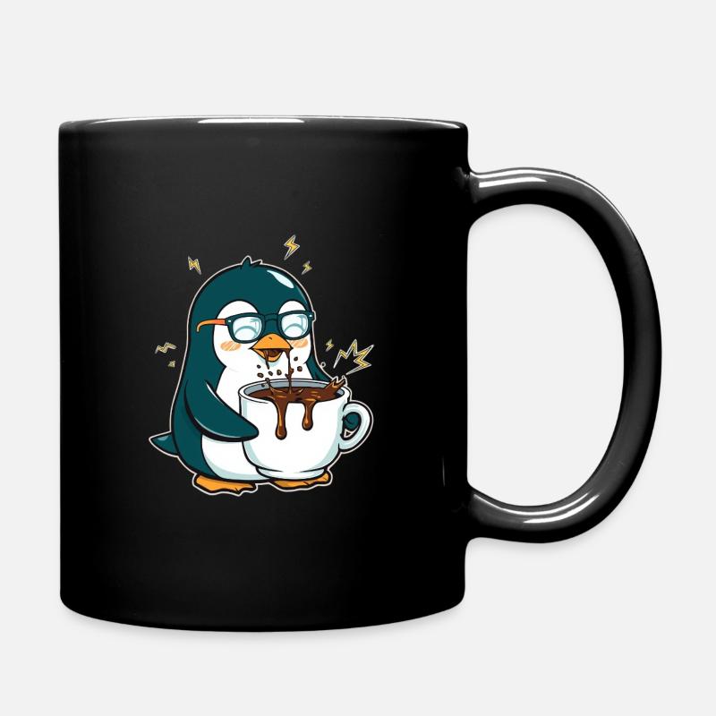 Koffein-Pinguin: Eiskalt & Hochgefahren - Tasse einfarbig - Schwarz