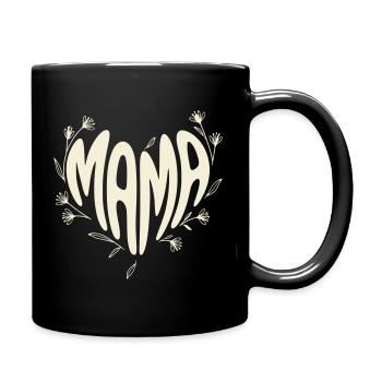 Mama Blossom Heart Typography - Full Colour Mug - black - Right