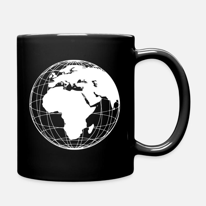 Weltkugel Erde modern minimalistisch - weiß - Tasse einfarbig - Schwarz