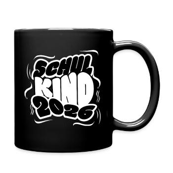 Schulkind 2026 Schriftzug - Tasse einfarbig - Schwarz - Rechts
