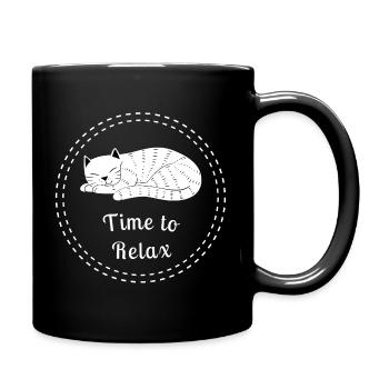 Zeit zum Entspannen Katzenkreis – lustiger gemütlicher Humor - Tasse einfarbig - Schwarz - Rechts