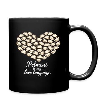 Pelmeni Heart – Pelmeni is my love language - Full Colour Mug - black - Right
