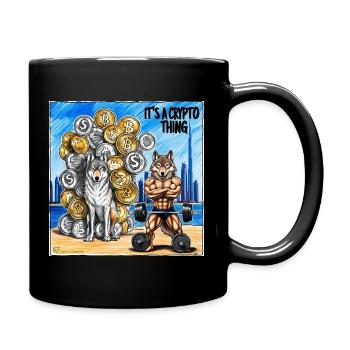 Crypto Power Animal Dog and Wolf - Full Colour Mug - black - Right