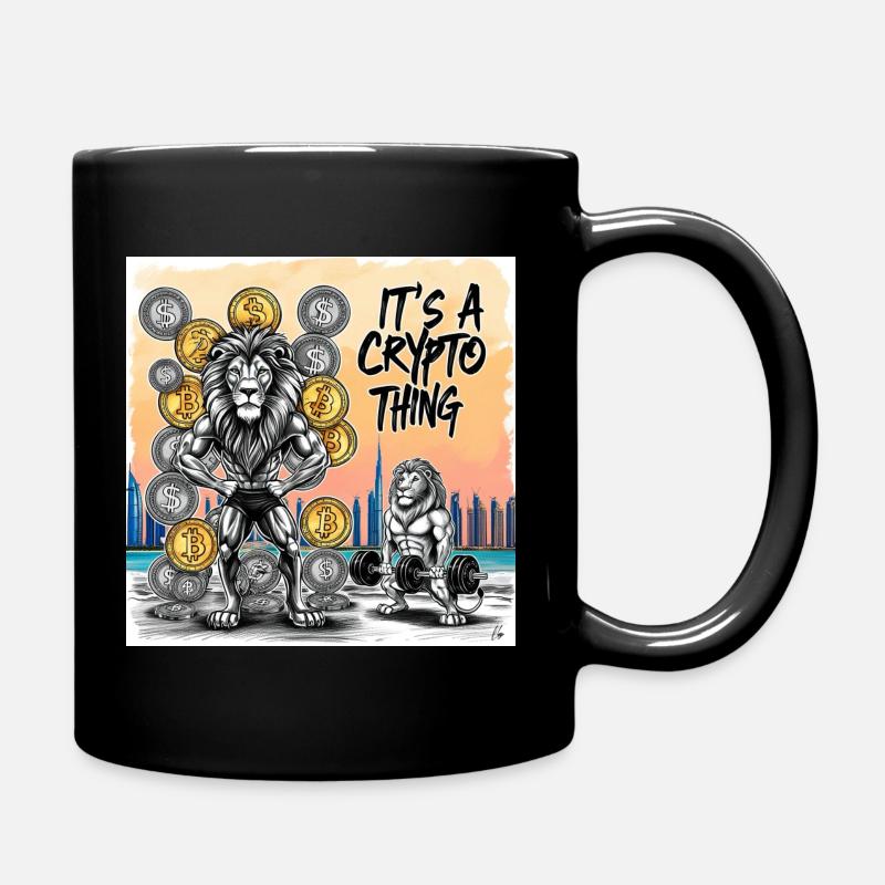 Crypto Lion Muscle Hero - Mug uni - noir