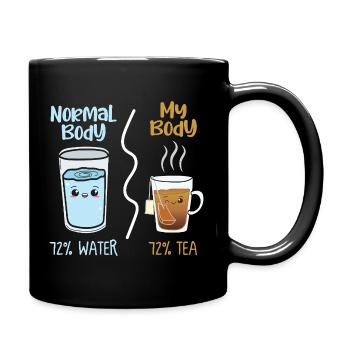 Wasser gegen Tee Kawaii Getränkeduell - Tasse einfarbig - Schwarz - Rechts