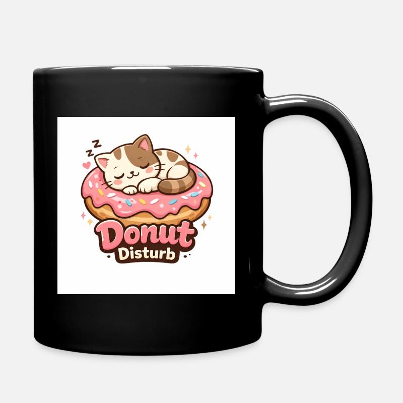 Donut Disturb – Süße Katze im Donut - Tasse einfarbig - Schwarz
