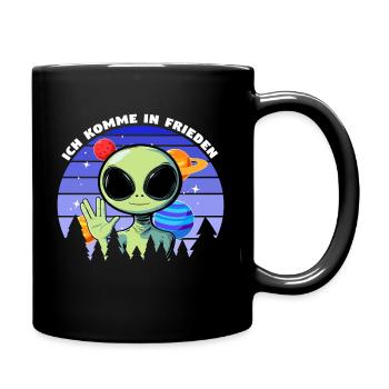 ich komme in frieden - alien - Tasse einfarbig - Schwarz - Rechts