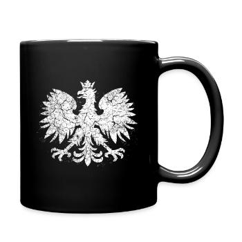 Polnischer Adler Vintage – Weißes Wappen Grunge - Tasse einfarbig - Schwarz - Rechts