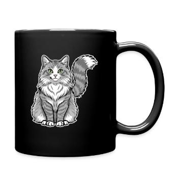 Chat Norvégien Gris Blanc Portrait Majestueux - Mug uni - noir - Droite
