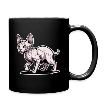 Sphynx Katze Haarloses Spazieren-Porträtdesign - Tasse einfarbig - Schwarz - Rechts