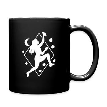 Femme boulderiste bohème : silhouette géométrique d’escalade - Mug uni - noir - Droite