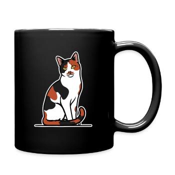 Trikolore Calico Katze Sitz Porträt Süße - Tasse einfarbig - Schwarz - Rechts
