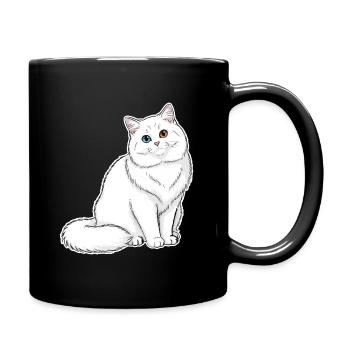 Weiße Katzen-Angora-Augen Minnows-Porträt Elegant - Tasse einfarbig - Schwarz - Rechts