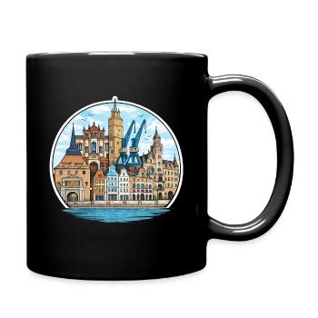 Rostock City View Matter - Full Colour Mug - black - Right