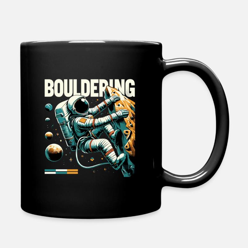 Astronaut Boulderung – Klettern im Weltall Design - Tasse einfarbig - Schwarz
