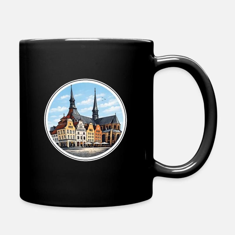 Rostock-Neuer Markt - Tasse einfarbig - Schwarz