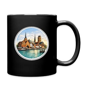 Wismarer Stadtansichtssachen - Tasse einfarbig - Schwarz - Rechts
