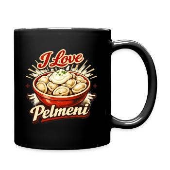 Retro I Love Pelmeni – Vintage Food Art - Tasse einfarbig - Schwarz - Rechts