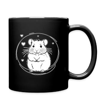 Herz-Hamster im Kreis - Tasse einfarbig - Schwarz - Rechts