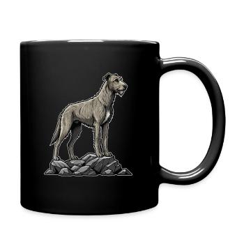 Chien Lévrier Irlandais Irish Wolfhound sur Rocher - Mug uni - noir - Droite