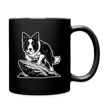Hund Border Collie auf Rock Portrait Agility - Tasse einfarbig - Schwarz - Rechts