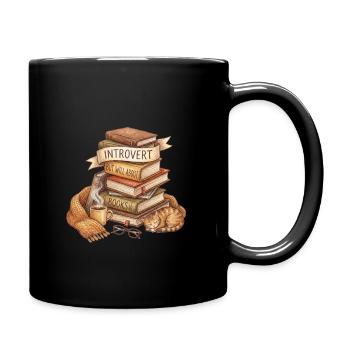 Introvert Buchliebhaber Stapel - Tasse einfarbig - Schwarz - Rechts