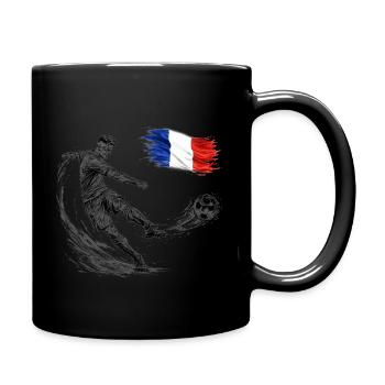 Dynamic football shot with France flag - Full Colour Mug - black - Right