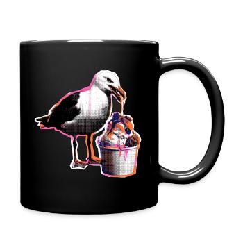 Möwe Isst Eis - Tasse einfarbig - Schwarz - Rechts