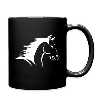 Pferdekopf Silhouette im Kontrast - Tasse einfarbig - Schwarz - Rechts